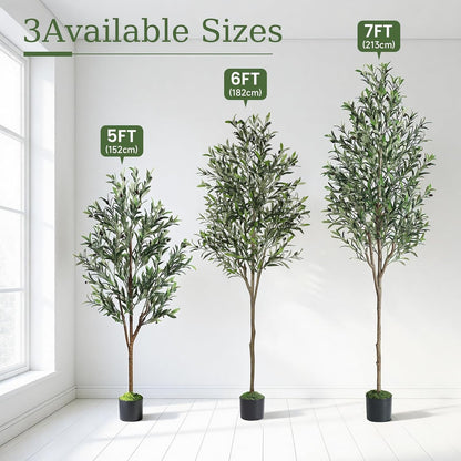 Alupssuc 6ft Olive Tree Artificial Indoor, Fake Tree Potted Faux Olive Trees with Lifelike Fruits and Realistic Leaves, Artificial Plants Indoor Fake Plants for Modern Home Office Living Room Decor