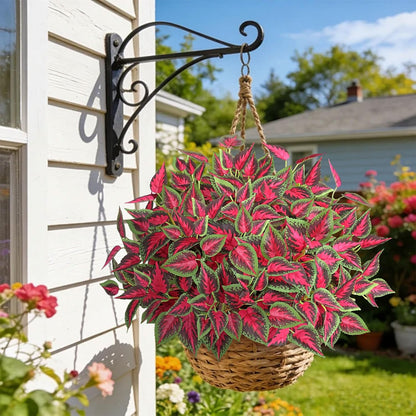 Betylifoy Artificial Plants Outdoor 4 Bundles Faux Coleus Plants UV Resistant Fake Silk Leaves Greenery Plant with Stems for Outside Garden Front Porch Patio Planter Pathway Decoration
