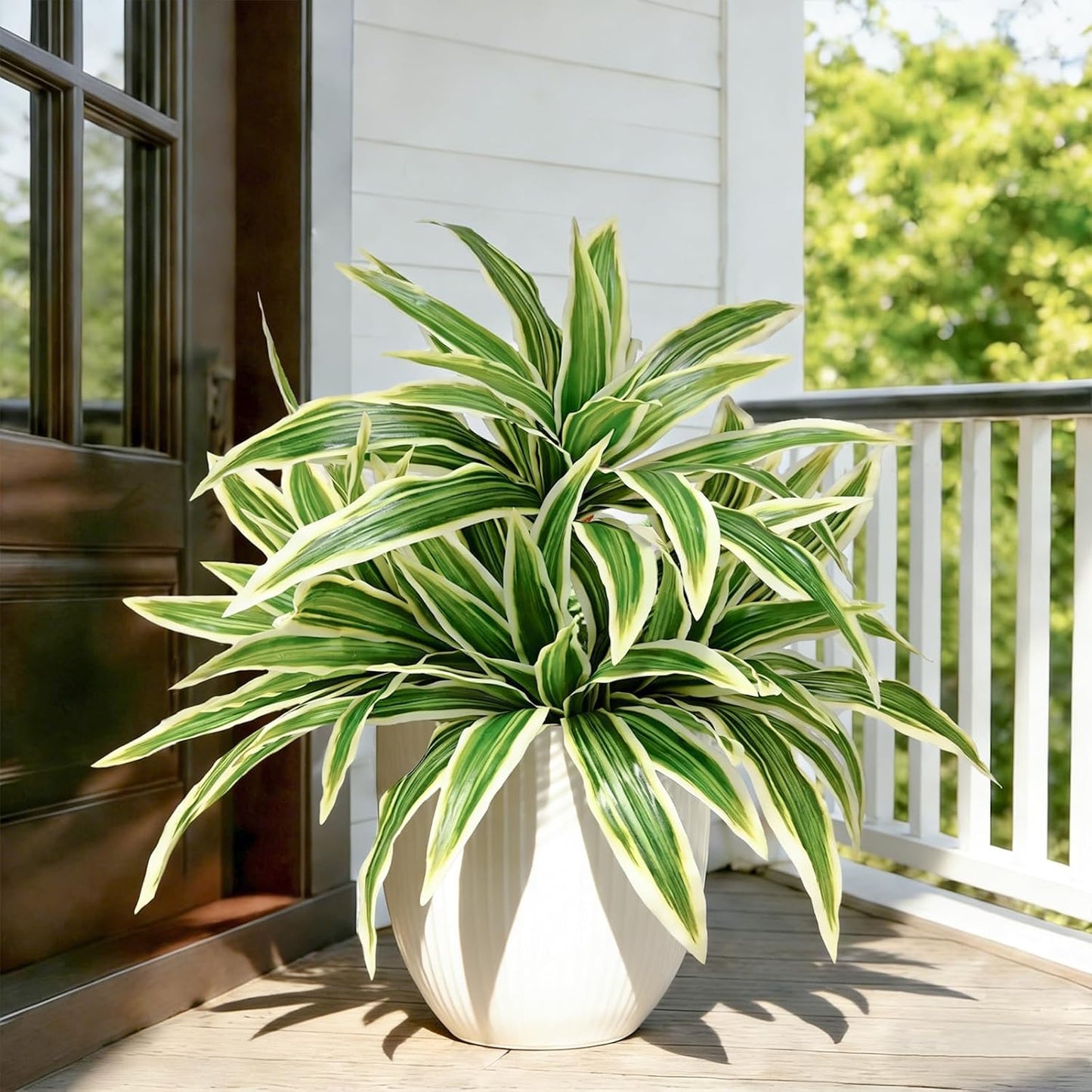 3Pcs Fake Ferns, Faux Outdoor Plants UV Resistant,3D Real Touch Fake Plants Total 60 Blades,Weatherproof Artificial Plants Outdoor Indoor for Garden Porch Home Office Decor