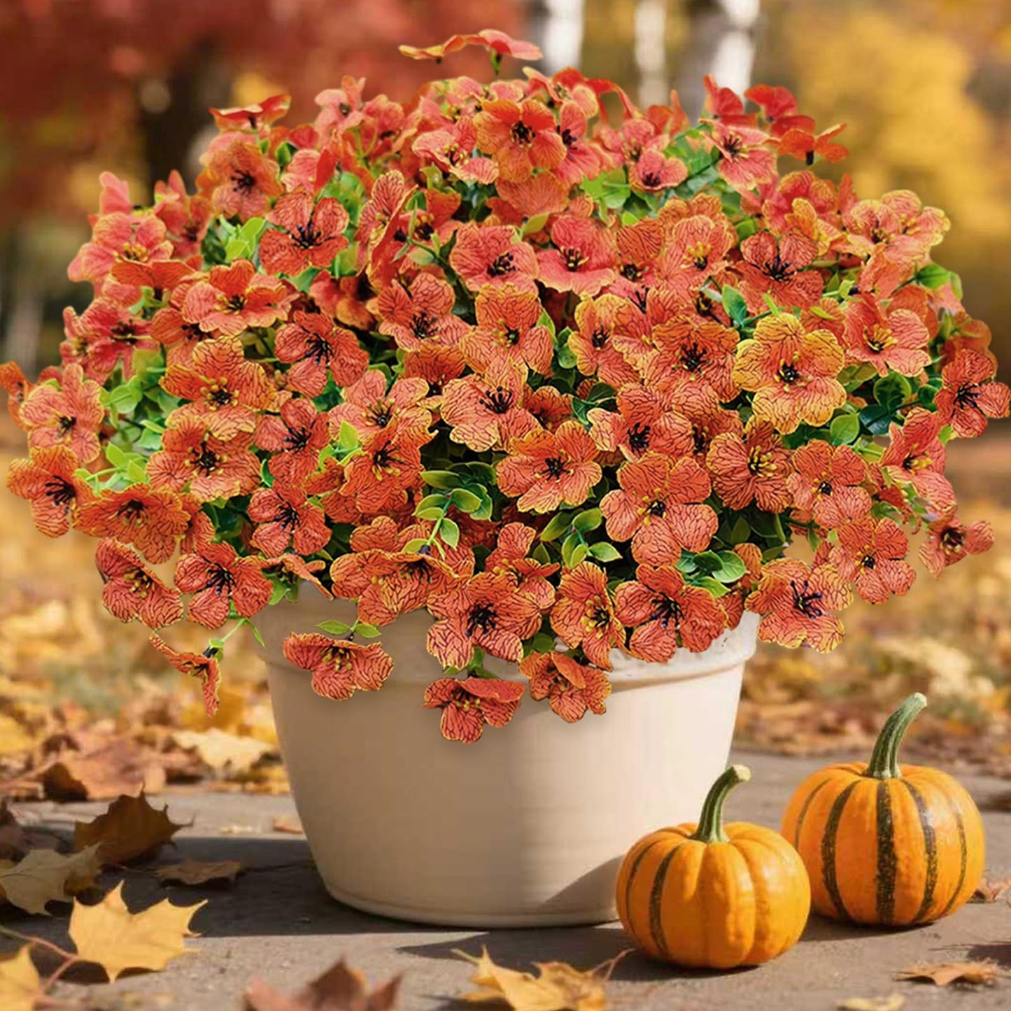 20 Pcs Artificial Plants Outdoor Fake Grass UV Resistant Faux Outdoor Plant, Artificial Greenery Stems Bushes Fake Plants for Spring Summer Fall Decor Fake Mums Fall Flowers Garden Home Decor, Red