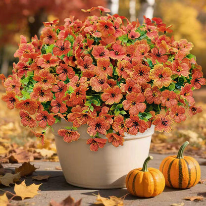 20 Pcs Artificial Plants Outdoor Fake Grass UV Resistant Faux Outdoor Plant, Artificial Greenery Stems Bushes Fake Plants for Spring Summer Fall Decor Fake Mums Fall Flowers Garden Home Decor, Red