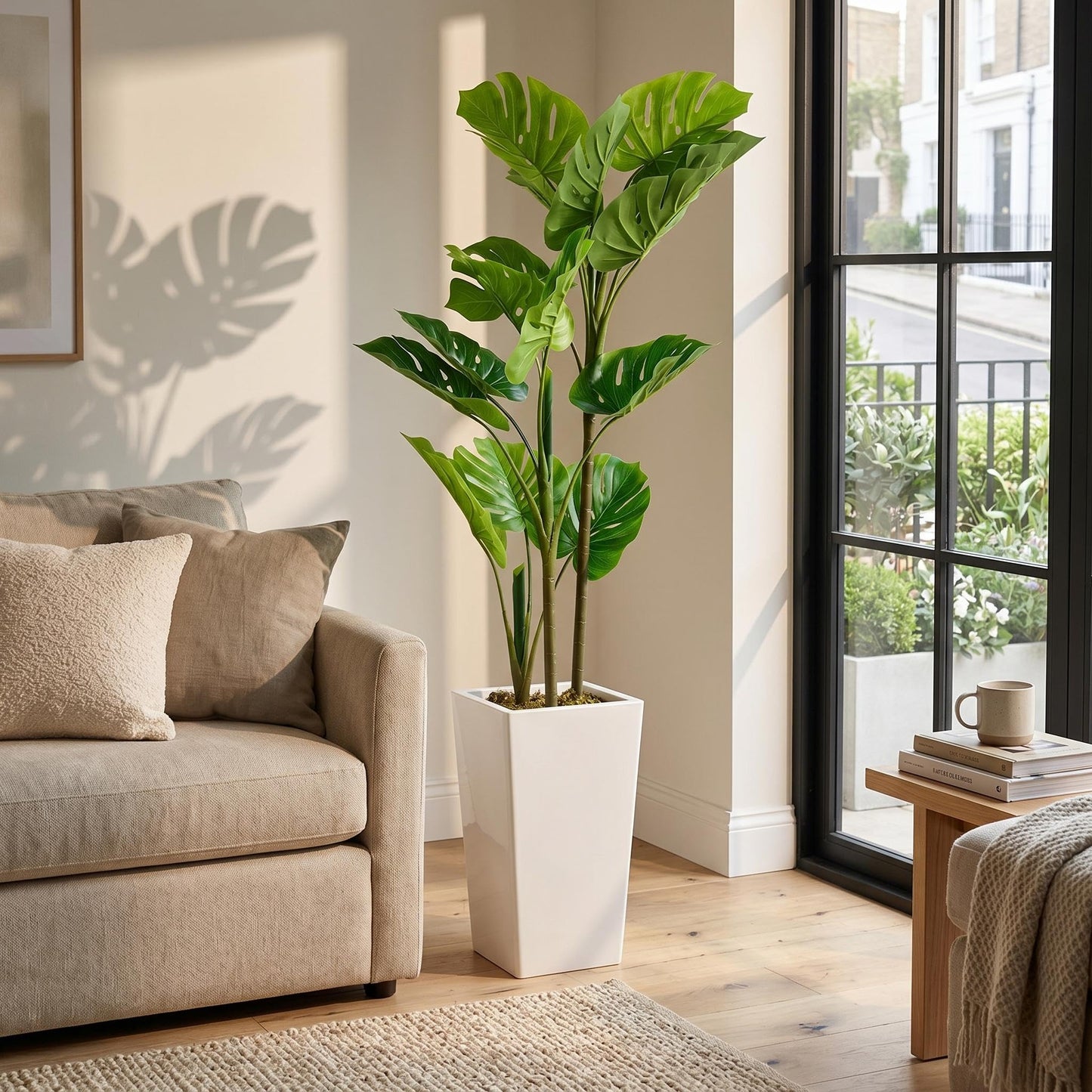 3FT Tall Artificial Trees, Fake Snake Plant with White Planter & 33 Realistic Leaves, Large Potted Artificial Sansevieria Mother in Law Tongue Plant, for Living Room Hallway Entryway