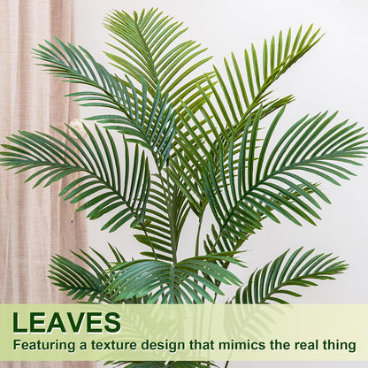VIVATREES Palm Tree 6FT Artificial, 72in Tall Faux Palm Tree with 15.7 White Planter, Fake Potted Tree for Indoor & Outdoor Home Office Decor