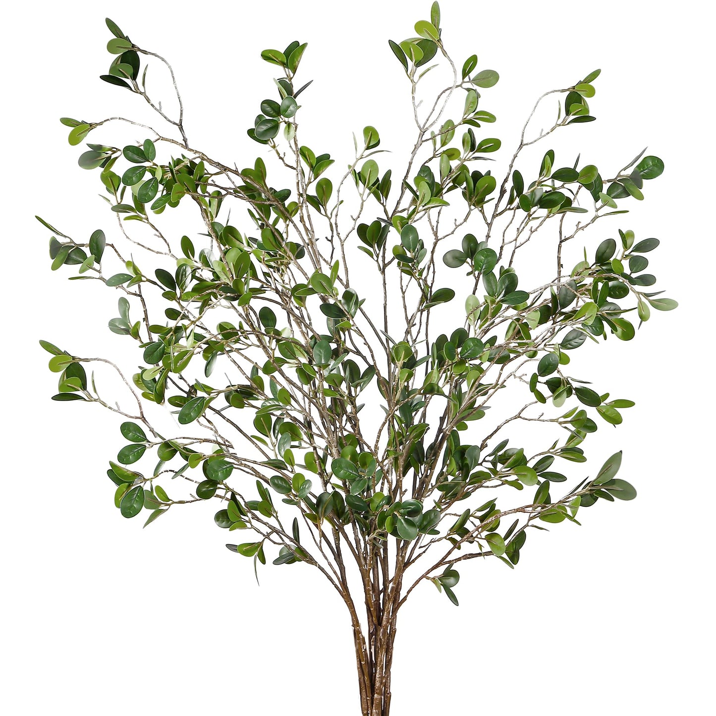 Sggvecsy 43’’ 4Pcs Artificial Ficus Branches Faux Leaf Spray Green Eucalyptus Branches Artificial Greenery Stems Fake Ficus Twig Plants for Home Office Wedding Vase Filler Shop Decoration