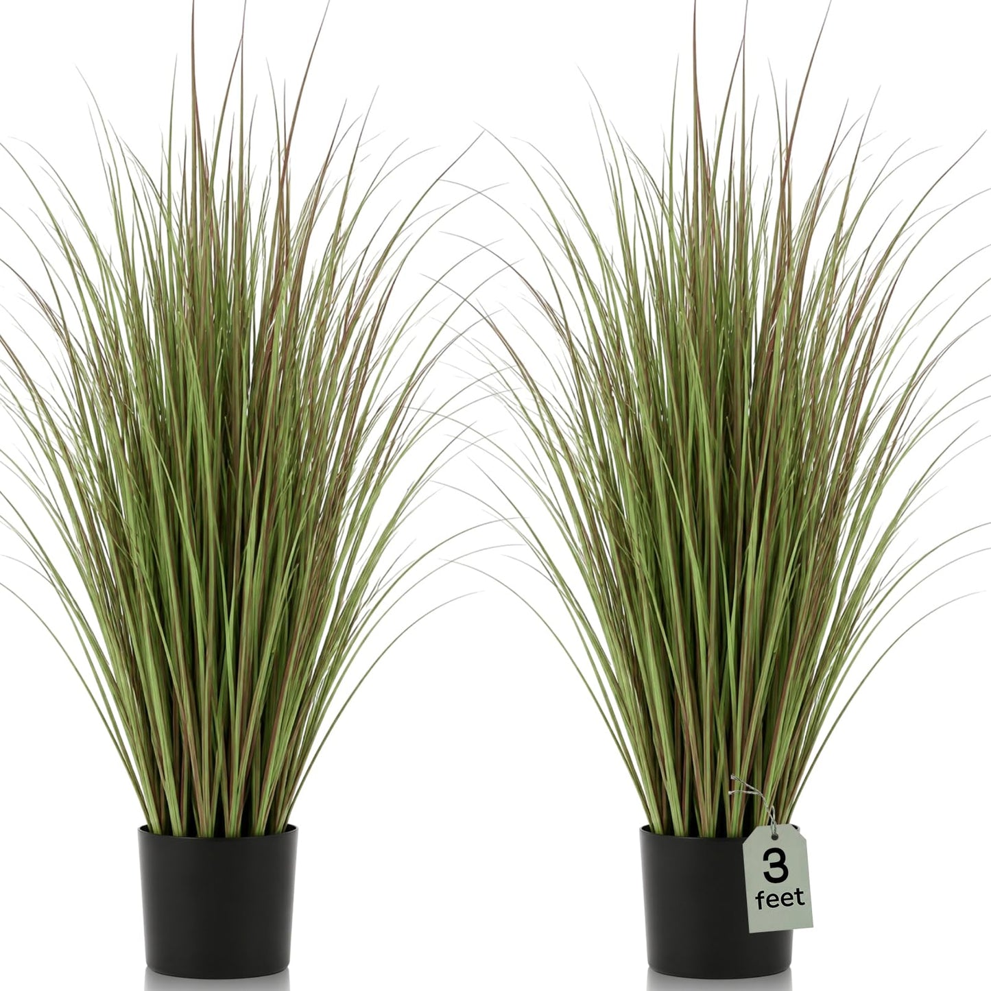 Jexine 4 Pieces Tall Artificial Grass Plant Potted Artificial Greenery Floor Plants Fake Pampas Grass Tall in Pot for Housewarming Gift House Garden Bathroom Lobby Indoor Outdoor (Green,3 ft)
