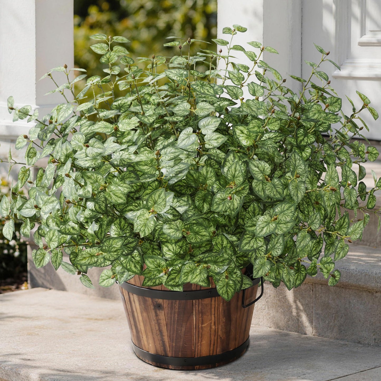 Ivydale Artificial Plants Outdoor 5 Pcs, Faux Greenery Plants Outdoor UV Resistant Silk Plants with Stems, Fake Plants for Outside Planter Front Porch Patio Pathway Decoration(Red)