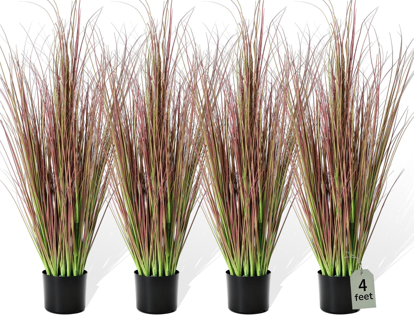 Jexine 4 Pieces Tall Artificial Grass Plant Potted Artificial Greenery Floor Plants Fake Pampas Grass Tall in Pot for Housewarming Gift House Garden Bathroom Lobby Indoor Outdoor (Green,3 ft)