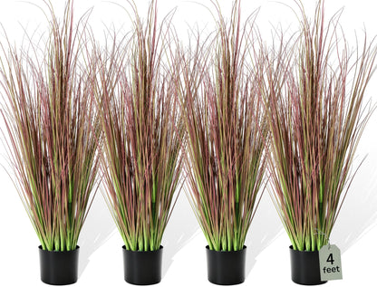 Jexine 4 Pieces Tall Artificial Grass Plant Potted Artificial Greenery Floor Plants Fake Pampas Grass Tall in Pot for Housewarming Gift House Garden Bathroom Lobby Indoor Outdoor (Green,3 ft)