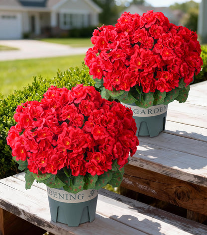 Fake Plants Artificial Flowers for Outdoors Decor, 2 Pack Fake Potted Plants Baby Breath With Green Eucalyptus Look Real UV Resistant Artificial Greenery with Pot for Outside Porch Garden Patio Yard