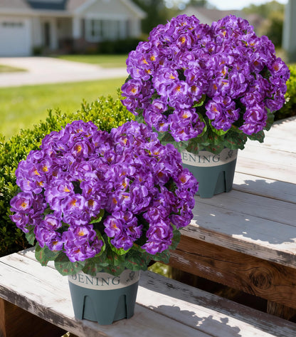 Fake Plants Artificial Flowers for Outdoors Decor, 2 Pack Fake Potted Plants Baby Breath With Green Eucalyptus Look Real UV Resistant Artificial Greenery with Pot for Outside Porch Garden Patio Yard