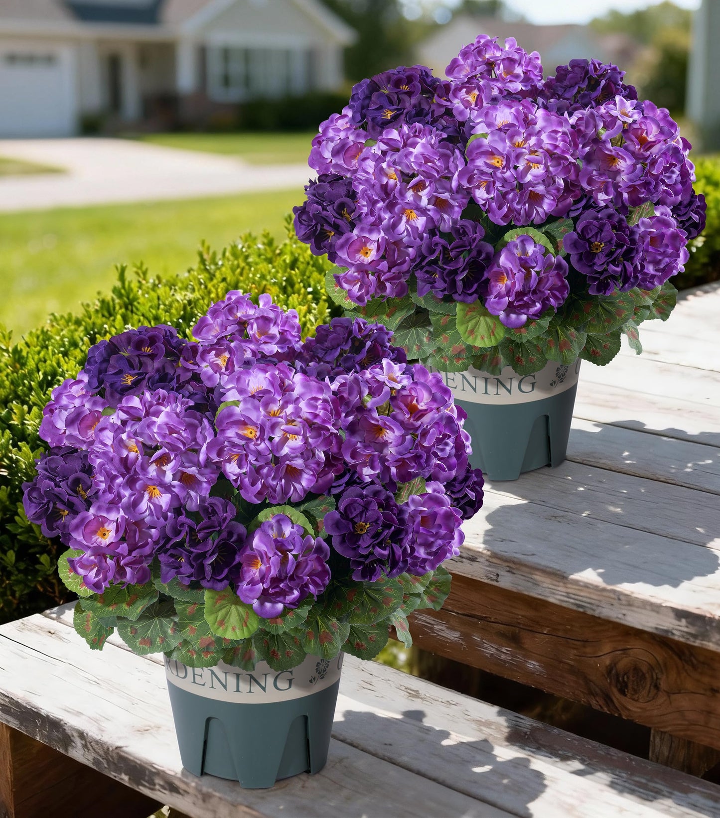 Fake Plants Artificial Flowers for Outdoors Decor, 2 Pack Fake Potted Plants Baby Breath With Green Eucalyptus Look Real UV Resistant Artificial Greenery with Pot for Outside Porch Garden Patio Yard