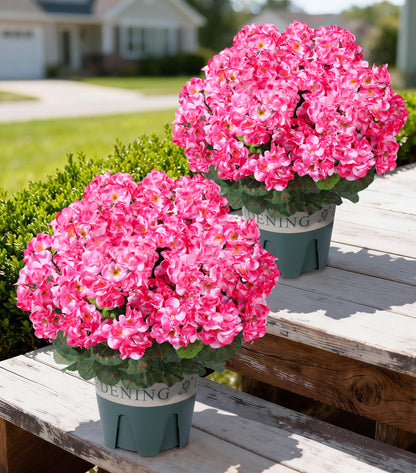 Fake Plants Artificial Flowers for Outdoors Decor, 2 Pack Fake Potted Plants Baby Breath With Green Eucalyptus Look Real UV Resistant Artificial Greenery with Pot for Outside Porch Garden Patio Yard