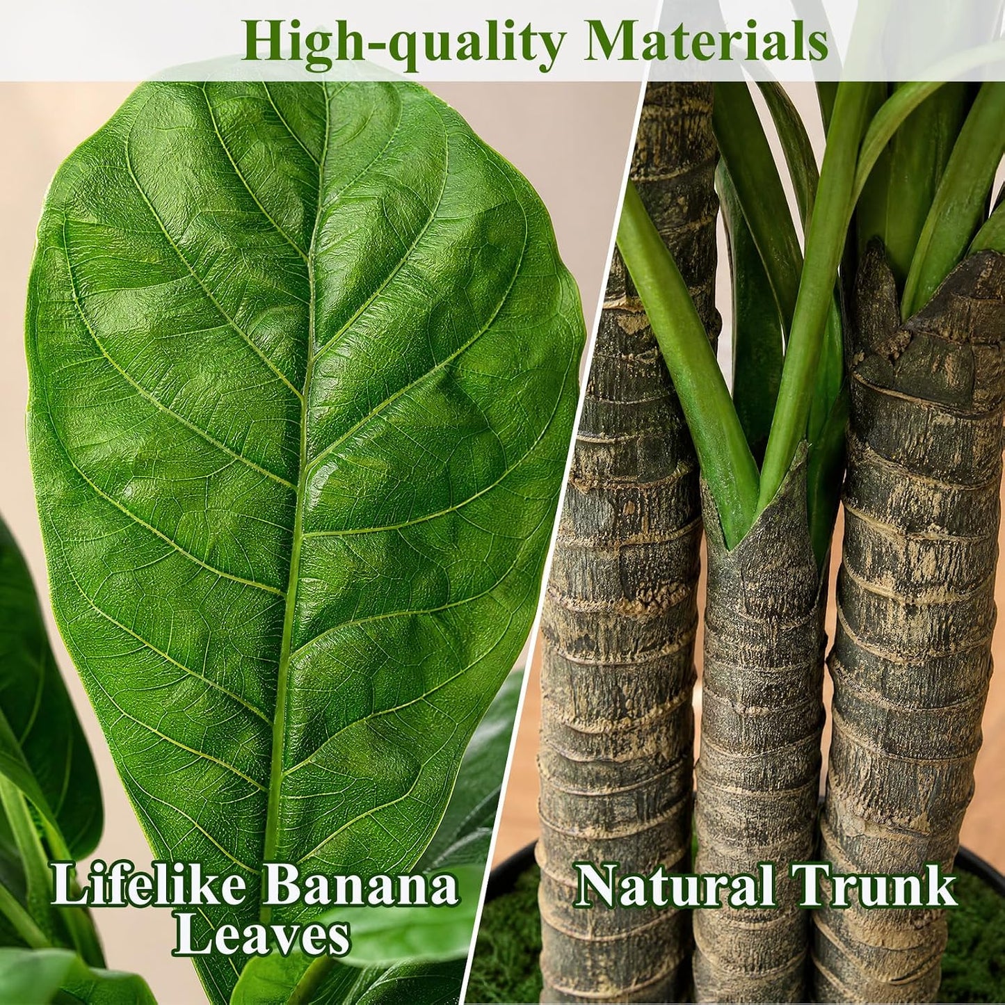Artificial Banana Tree 6ft Tall Fake Banana Leaf Plant Faux Banana Tree with 15 Leaves Large Silk Tropical Tree for Home Mall Pool Patio Villa Indoor Outdoor Decor