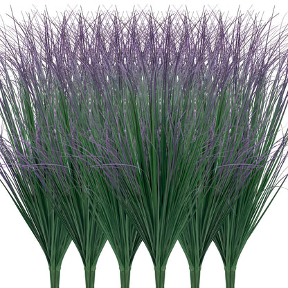 12Pcs Artificial Grass Plants, Faux Shrubs Wheat Grass, Artificial Tall Grass Fake Plants for Outdoor Decor,Artificial Greenery Stems Weed for Room Indoor Home Decor（Green Red Tail）