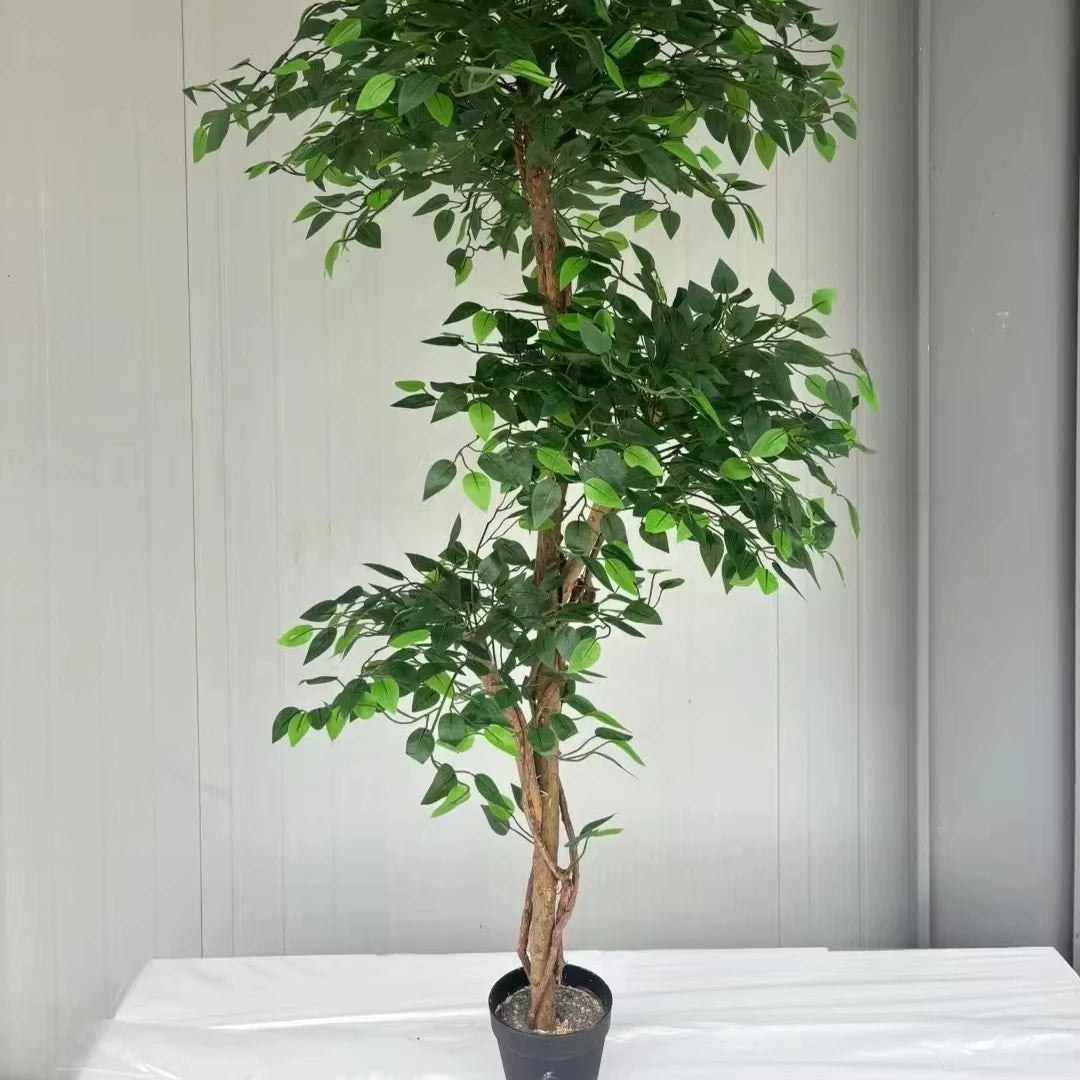 Eco-Friendly High Simulation 6ft Wooden Single-Piece Decorative Artificial Maple Tree Fabric Leaves Plastic Pot for Weddings