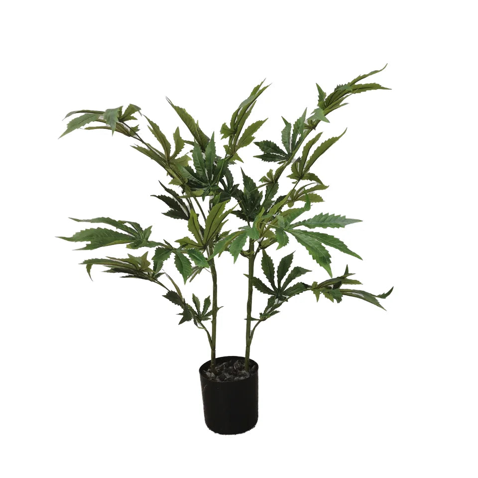 Faxu Home Decor Artificial Hemp Plant Fake Marijuana Plants for Indoor Use