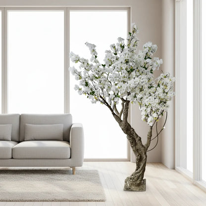 6ft Fiberglass Potted Table Christmas Sakura Tree with Cherry Flowers Blossoms