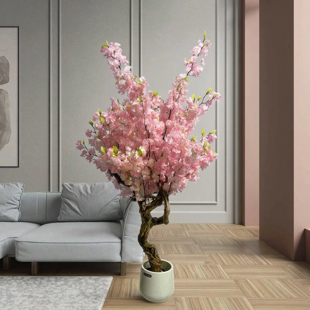 Faxu Durable Eye-Catching Simulated Rose Tree Artificial Flower 180CM Fabric Handmade High Simulation Plastic Pot Rectangular