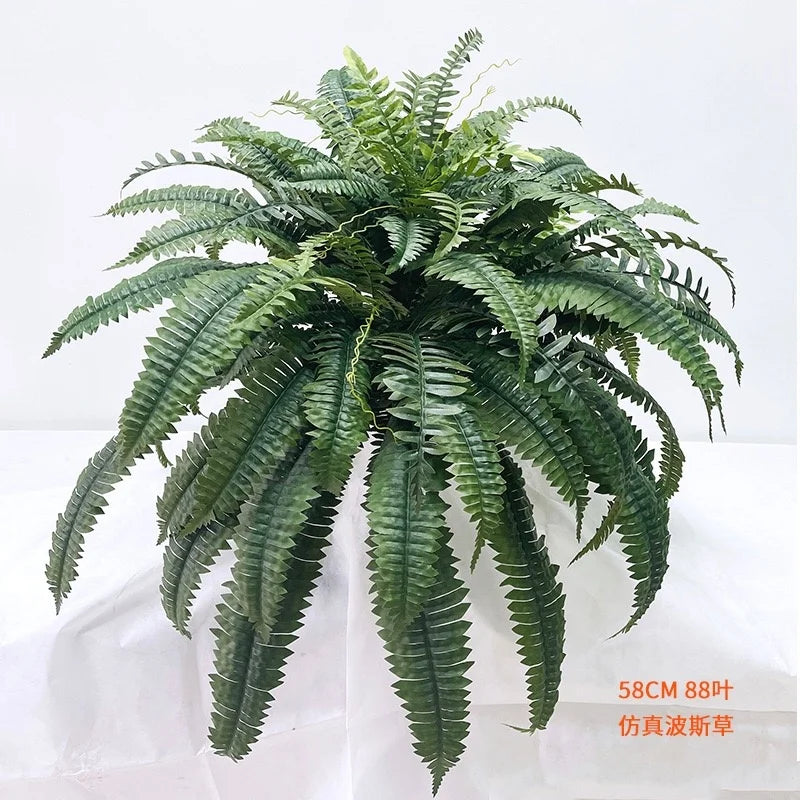 58 cm 24-Head Artificial Silk Ferns 24 Indoor/Outdoor Green Plastic Potted Plant Decorations