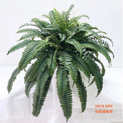 58 cm 24-Head Artificial Silk Ferns 24 Indoor/Outdoor Green Plastic Potted Plant Decorations
