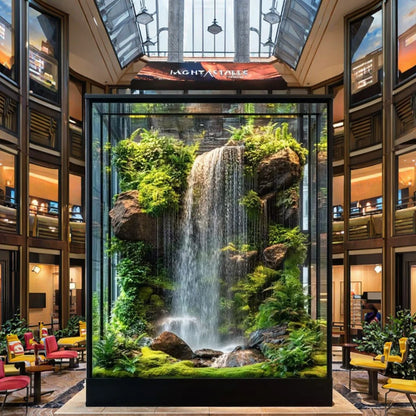 Touch Nature PE Material Artificial Landscape Waterfall System Topiary Wall Decoration for Indoor/Outdoor Use Artificial Grass
