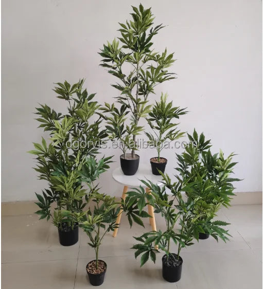 100cm Tall Artificial Plastic Plant Faux Marijuana with Fabric Leaf Unique and Eye-catching Decoration