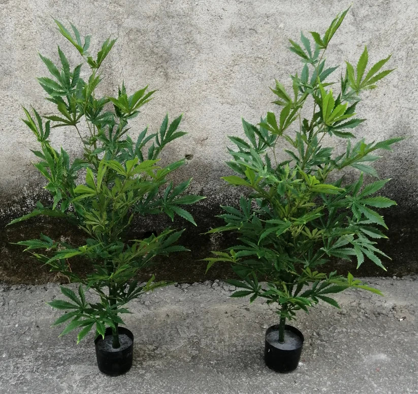 Artificial Hemp Plants Fabric and PE Material Fake Hemp Plastic Plant Green Eco-Friendly 120-150cm in Stock