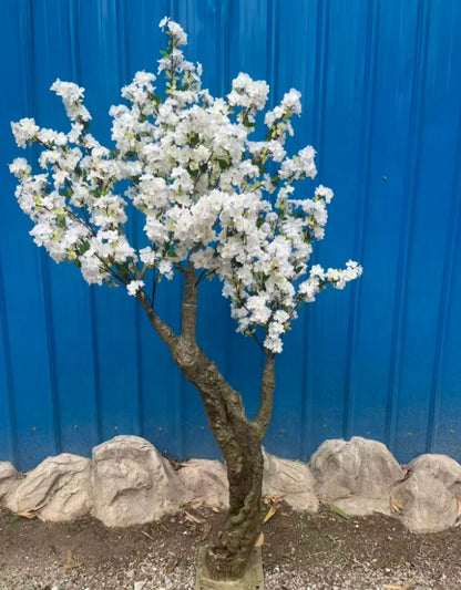 6ft Fiberglass Potted Table Christmas Sakura Tree with Cherry Flowers Blossoms