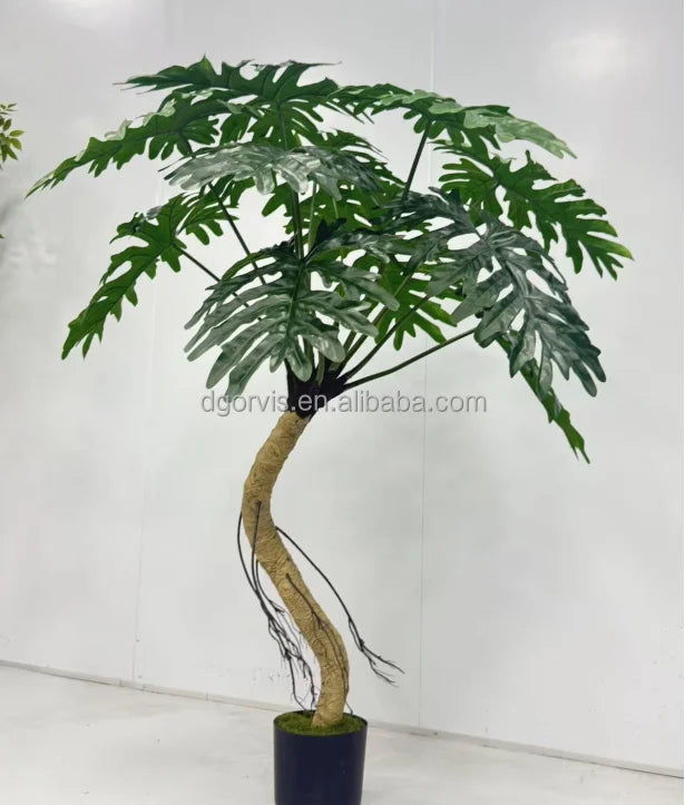 Ov T5 Plastic Artificial Green Tropical Landscape Big Leaf Tree 200cm Home Decoration for Restaurants Hotels Weddings