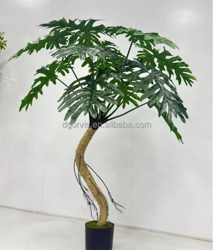 Ov T5 Plastic Artificial Green Tropical Landscape Big Leaf Tree 200cm Home Decoration for Restaurants Hotels Weddings