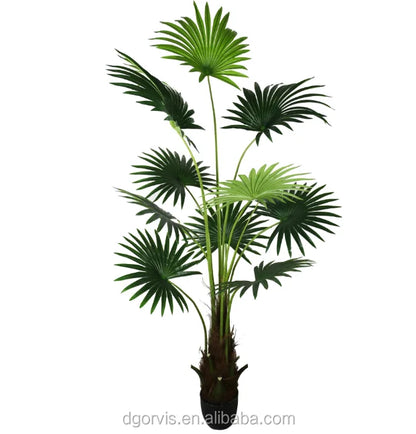 Wholesale Artificial Fan Palm Tree 180cm PE Trunk Steel Leaves Plastic Fabric 5-8 Year Lifespan Olive Leaf Type Artificial Plant