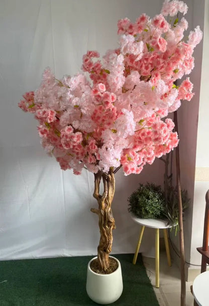 OV 6ft Christmas Sakura Tree with Cherry Blossoms Real Wood Fabric Fiberglass & Plastic Construction