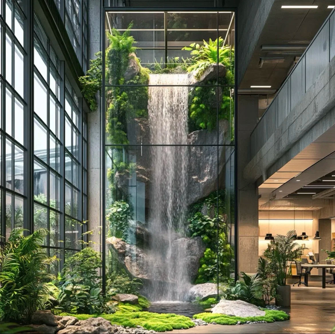 Touch Nature PE Material Artificial Landscape Waterfall System Topiary Wall Decoration for Indoor/Outdoor Use Artificial Grass
