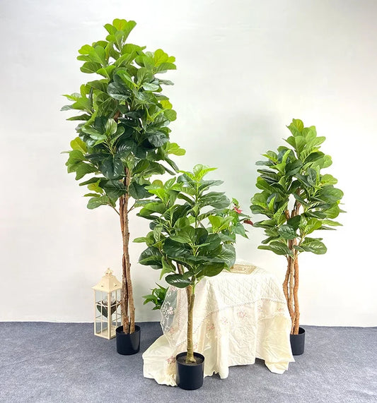 Large Artificial Fiddle Leaf Fig Tree with Plastic Trunk Eco-Friendly Waterproof 1.5m-2.1m Sizes Beautiful Big Leaf House Plants