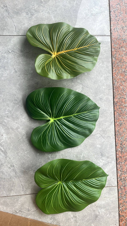 PLANTVERO T8 Plastic Artificial Green Tropical Landscape Big Leaf Tree 4ft Home Decoration for Restaurants Hotels Weddings