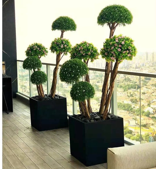 Ttrees Plastic Faxu Balls 80cm Ball Tree Natural Trunk Sakura Artificial Grass Outdoor Wedding Decorations Plastic Steel Leaves