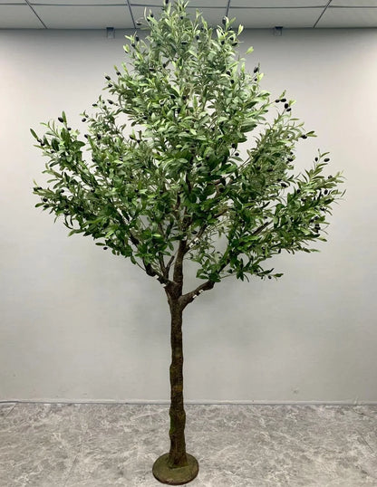 8ft Modern Large Garden Decoration Artificial Green Olive Tree with PE Trunk and Faux Plastic Poles 5-7 Days Delivery