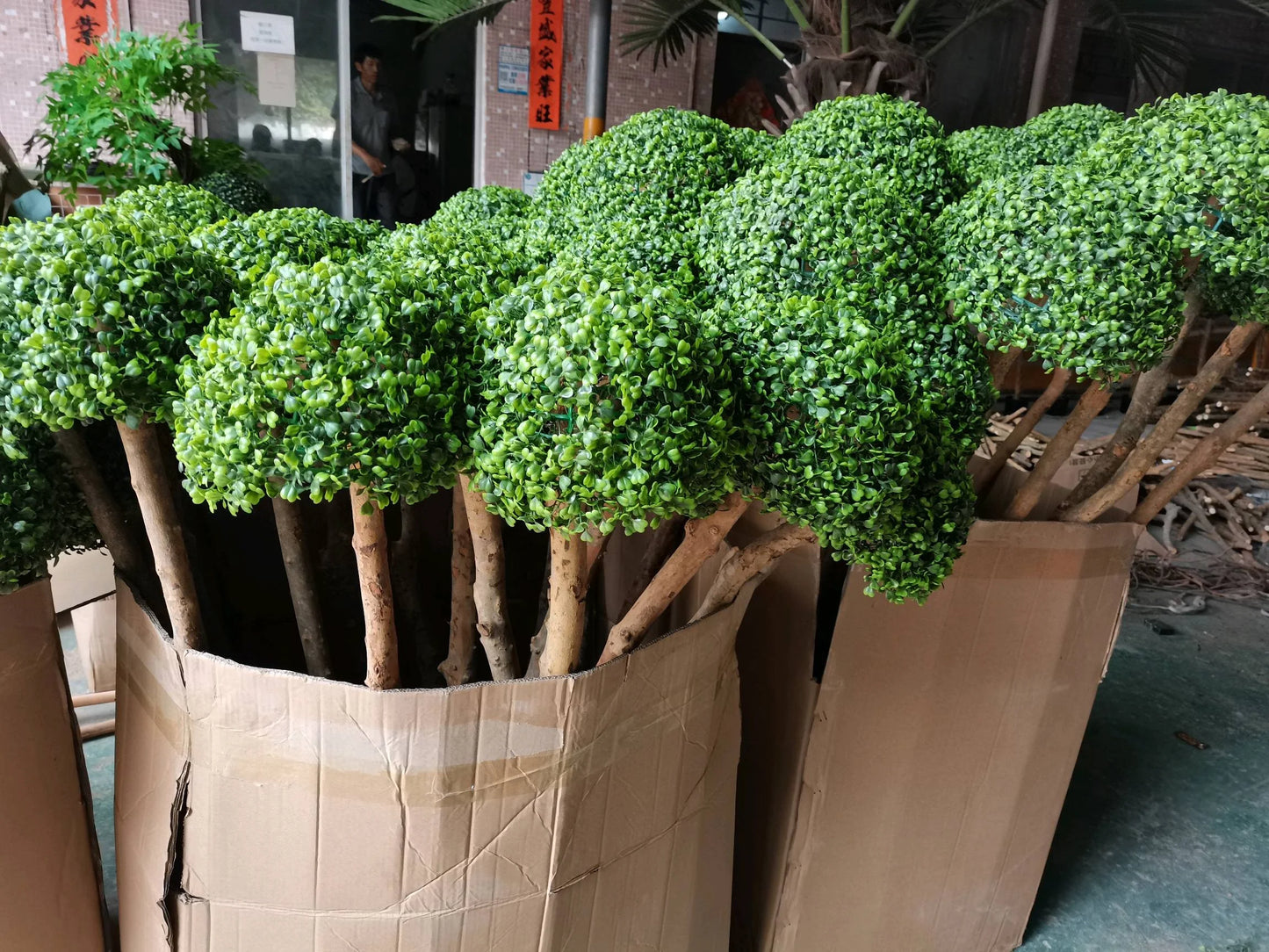 Ttrees Plastic Faxu Balls 80cm Ball Tree Natural Trunk Sakura Artificial Grass Outdoor Wedding Decorations Plastic Steel Leaves