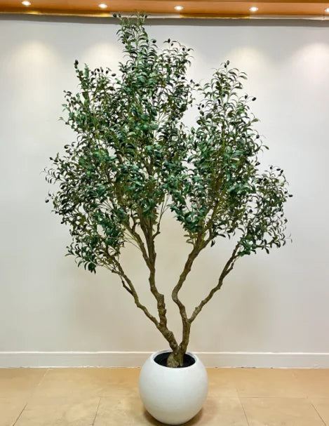 8ft Modern Large Garden Decoration Artificial Green Olive Tree with PE Trunk and Faux Plastic Poles 5-7 Days Delivery
