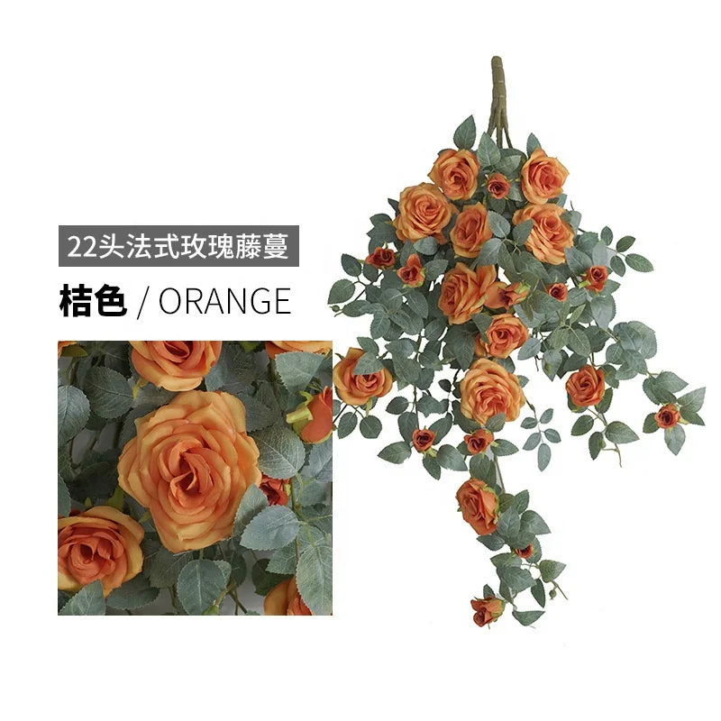 80cm Artificial Rose Vine Fabric Decor Indoor Use Shrubs Plant Elegant Indoor Ornament