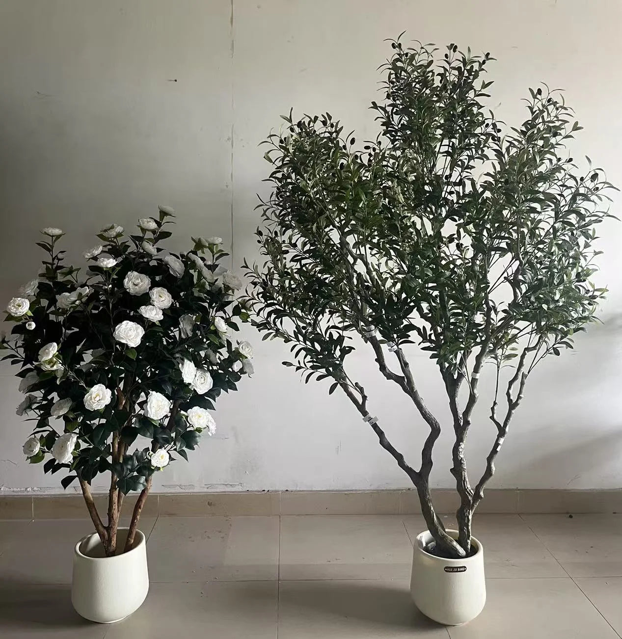 Durable PE Material 200cm Artificial Olive Tree Interior Decorative Potted Plastic Fabric Leaf Plant