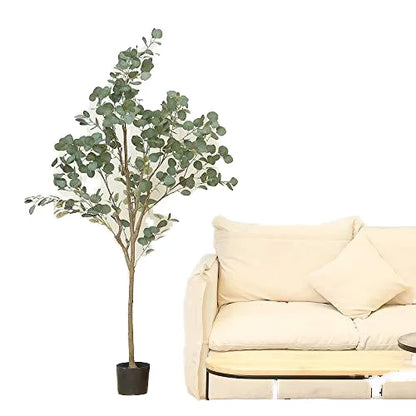 5ft Artificial Eucalyptus Tree Indoor and Outdoor Plastic Decoration Planted Money Tree