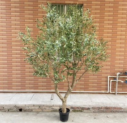 8ft Modern Large Garden Decoration Artificial Green Olive Tree with PE Trunk and Faux Plastic Poles 5-7 Days Delivery