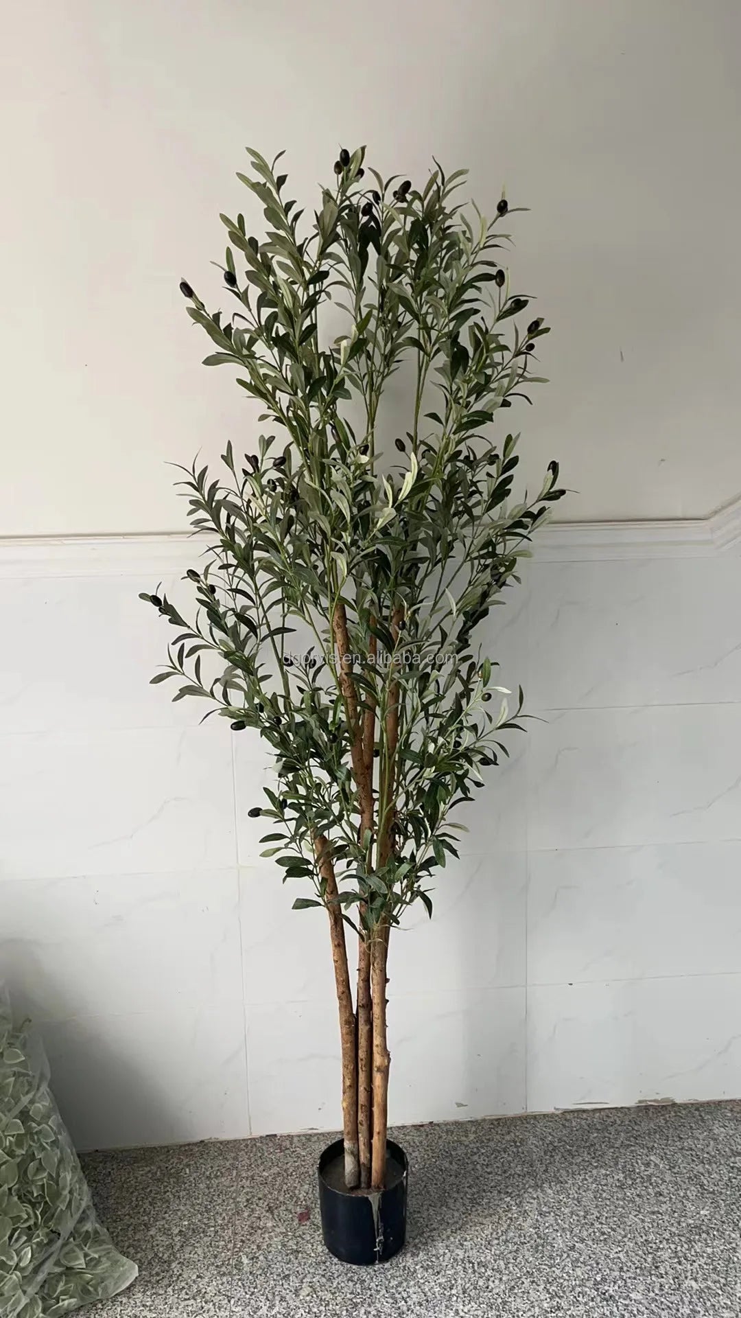 6ft Tall Eco-Friendly Plastic Artificial Olive Tree with Real Wood Trunk Home Decor Indoor Plant