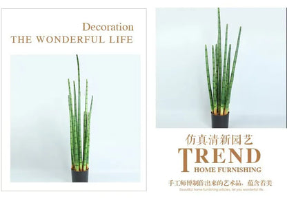 Artificial Plastic Snake Plant Tiger Piran 95cm Gold Pot Eco-Friendly Durable Indoor Outdoor