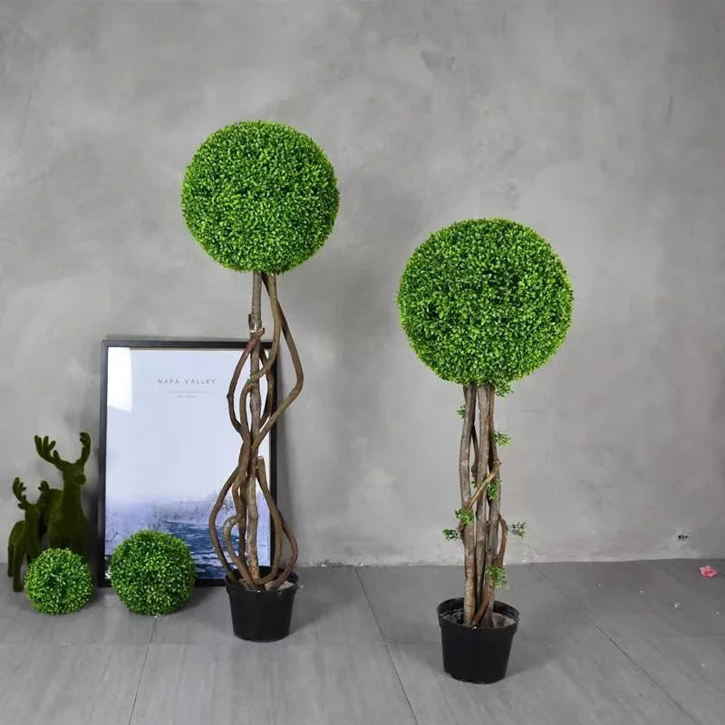 Ttrees Plastic Faxu Balls 80cm Ball Tree Natural Trunk Sakura Artificial Grass Outdoor Wedding Decorations Plastic Steel Leaves