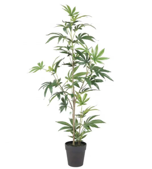 100cm Tall Artificial Plastic Plant Faux Marijuana with Fabric Leaf Unique and Eye-catching Decoration