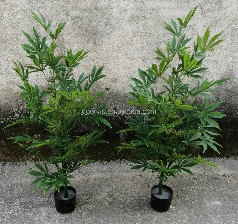 Artificial Hemp Plants Fabric and PE Material Fake Hemp Plastic Plant Green Eco-Friendly 120-150cm in Stock