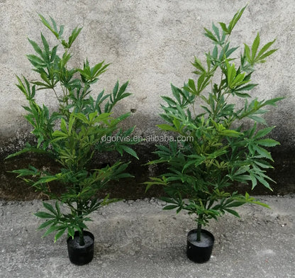 Artificial Hemp Plants Fabric and PE Material Fake Hemp Plastic Plant Green Eco-Friendly 120-150cm in Stock