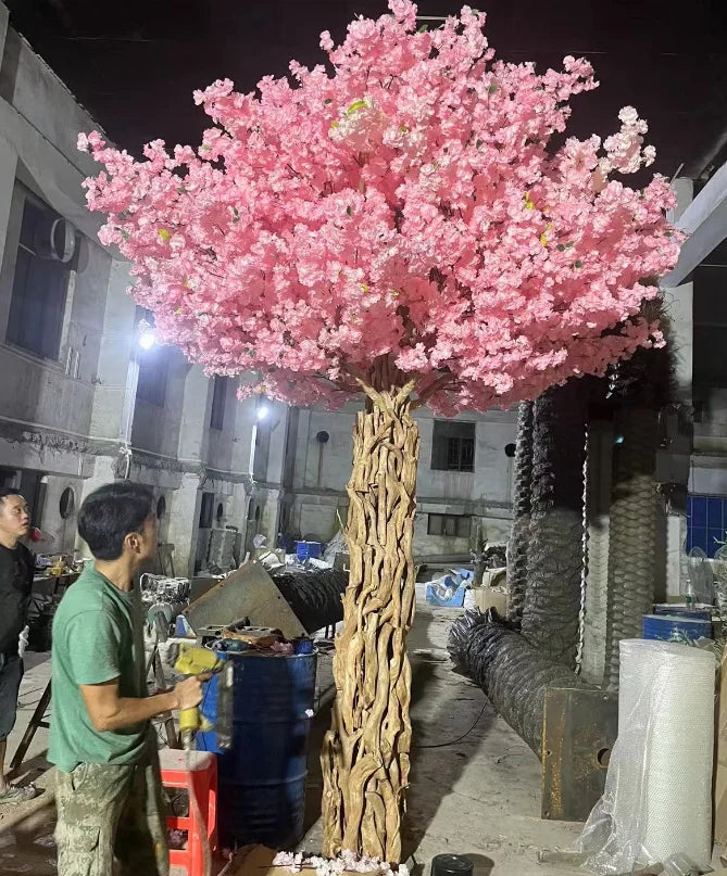 Real Wood Trunk Artificial Big Cherry Blossoms Trees 1.8m-3m Height 8-Year Usage for Indoor Office Party Plants Room Decor